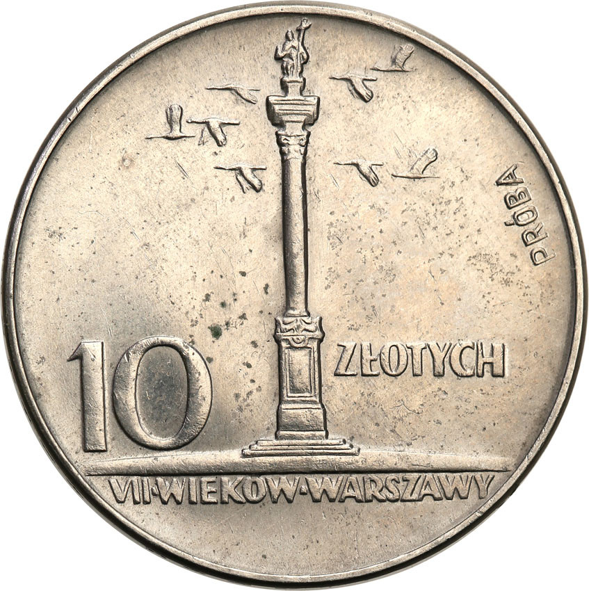 PRL. PRÓBA Nikiel 10 złotych Kolumna Zygmunta 1966